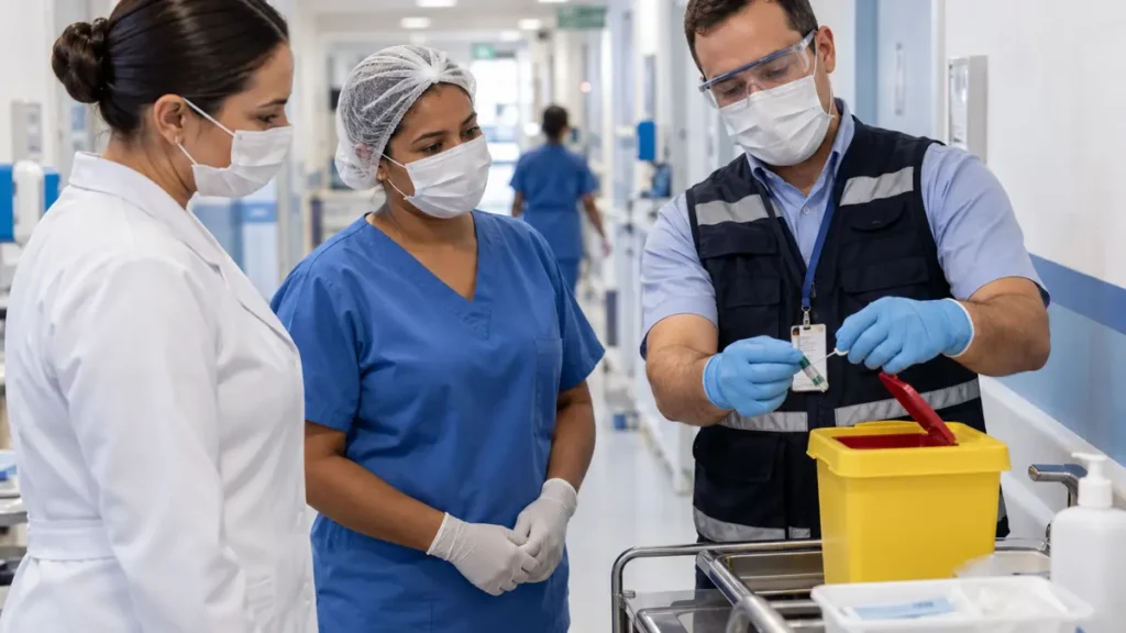 Treinamento de segurança do trabalho e NR-32 em hospital
